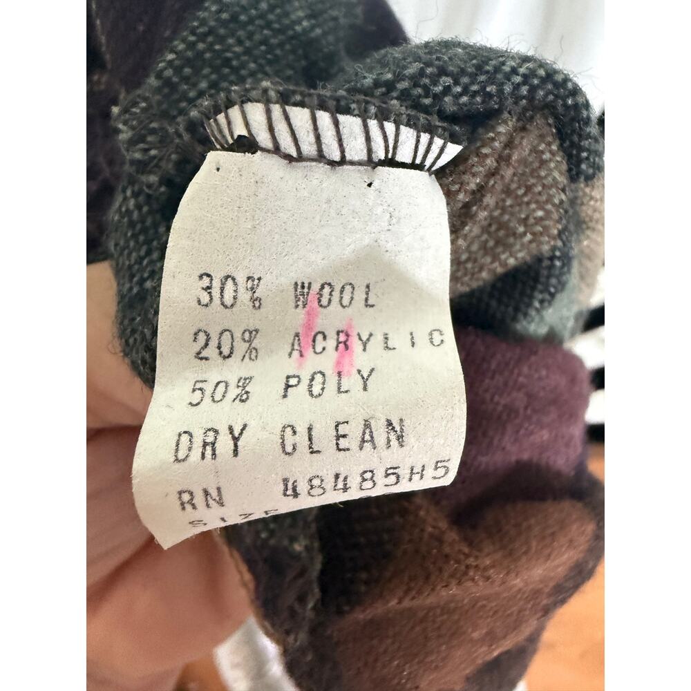 Vintage 70s Wool Plaid Midi Skirt XL Dark Academia A-Line Brown - Picture 6 of 6
